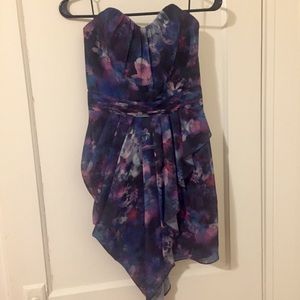 Purple floral strapless Guess dress Size 4